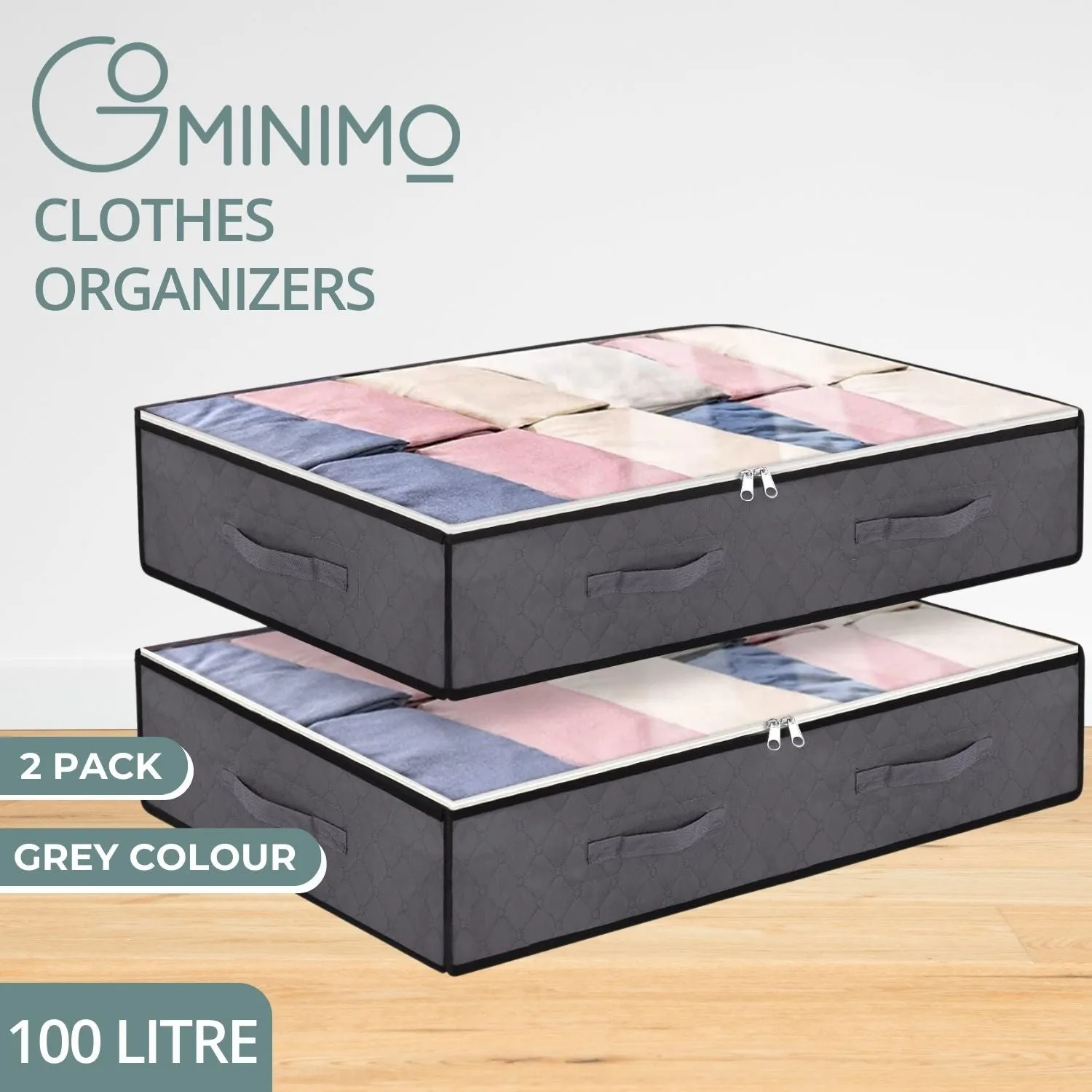 100L Eco-Friendly Underbed Storage Bags with Handles, 2 Pack - GOMINIMO