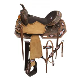 14", 15", 16" DOUBLE T  EMBROIDERED SADDLE SET