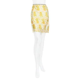 2003 Yellow and Green Silk Brocade Mini Skirt