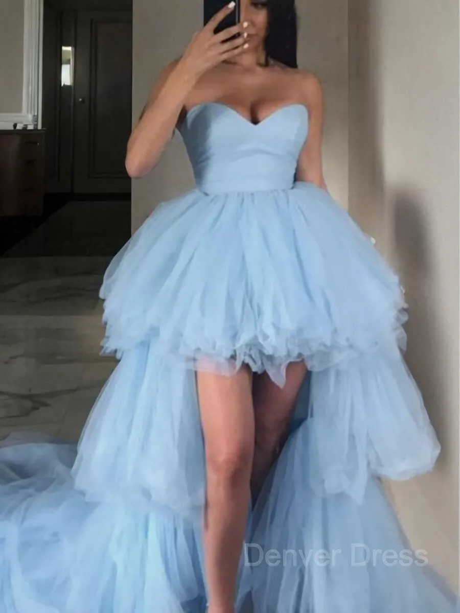 A-Line Sweetheart Sweep Train Tulle Prom Dresses