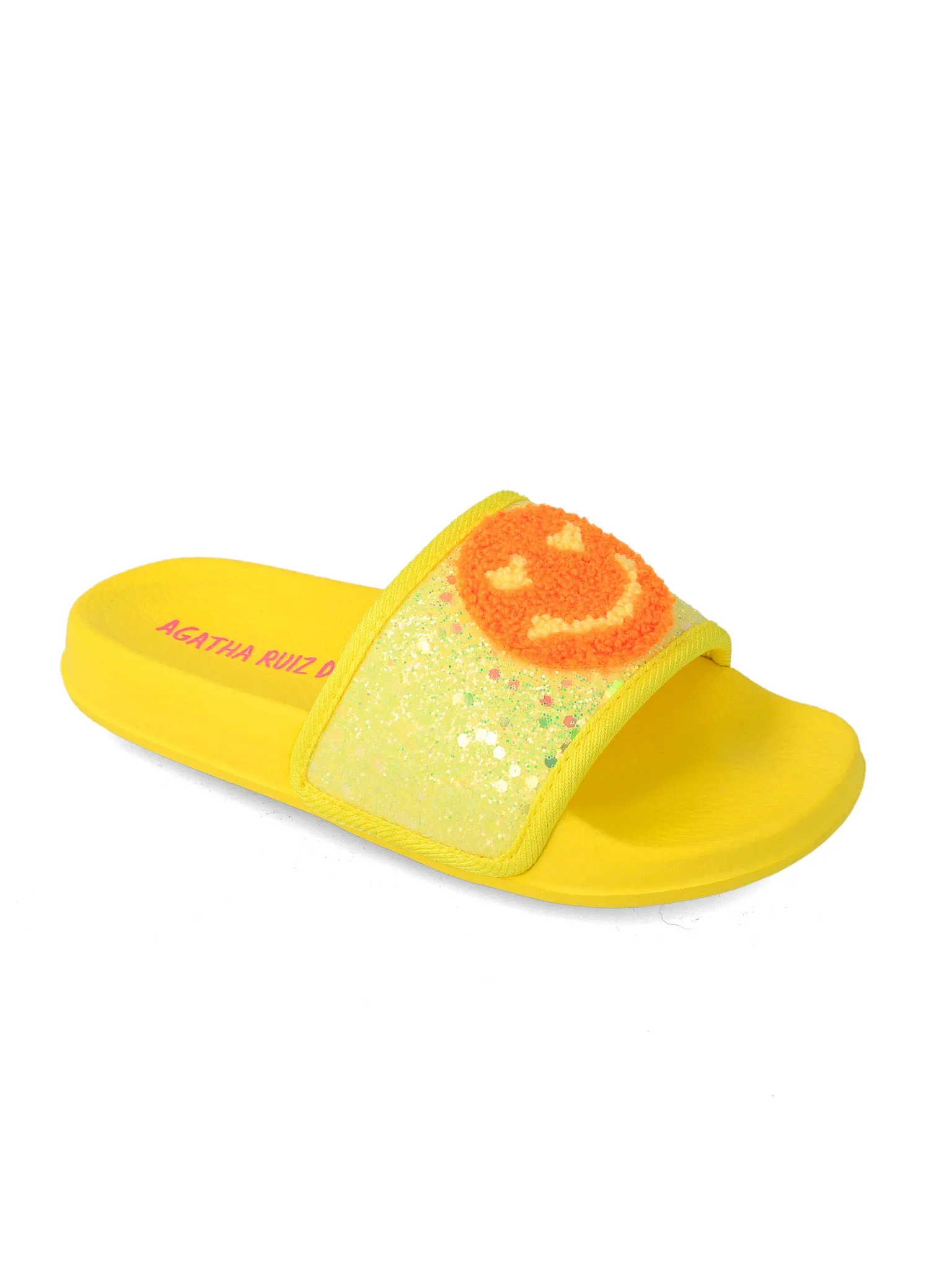 Agatha Ruiz de la Prada Yellow Glitter Smiley Face Sliders