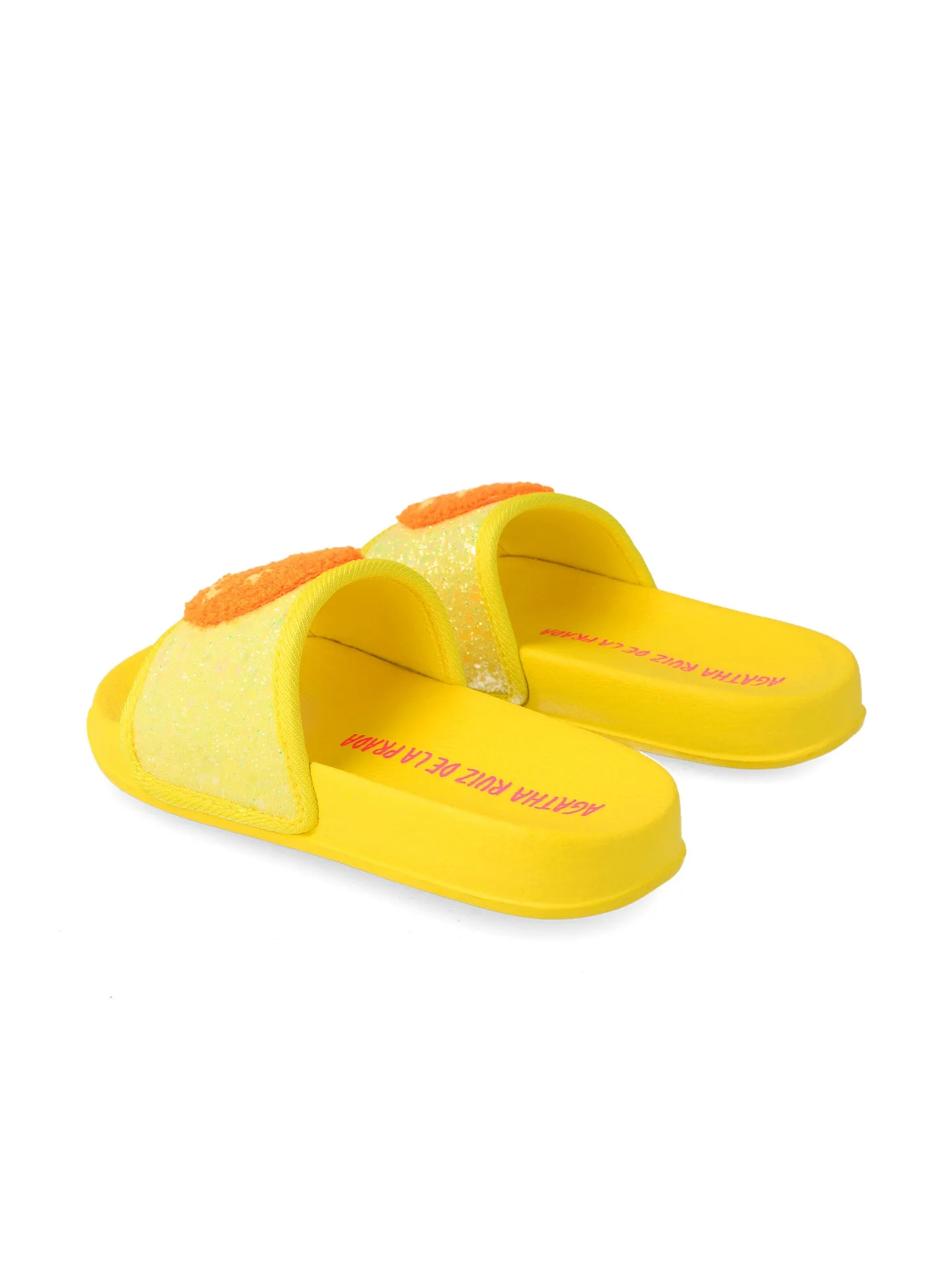 Agatha Ruiz de la Prada Yellow Glitter Smiley Face Sliders