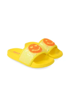 Agatha Ruiz de la Prada Yellow Glitter Smiley Face Sliders