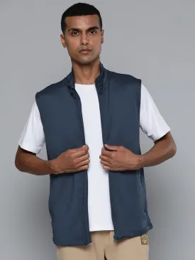 Alcis Men Blue Running Sleeveless Bomber Jacket