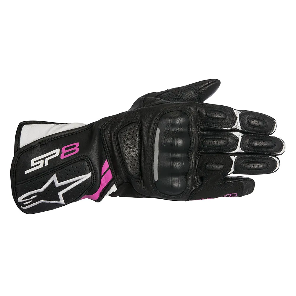 Alpinestars Stella SP-8 v2 Motorcycle Gloves Black White & Fuchsia