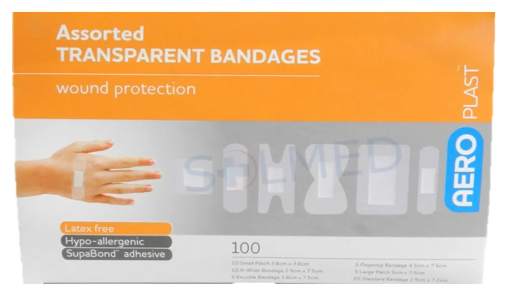 Assorted Transparent Bandaids - Box 100