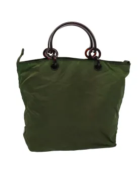 Authentic Khaki Nylon Hand Bag by Italian Designer