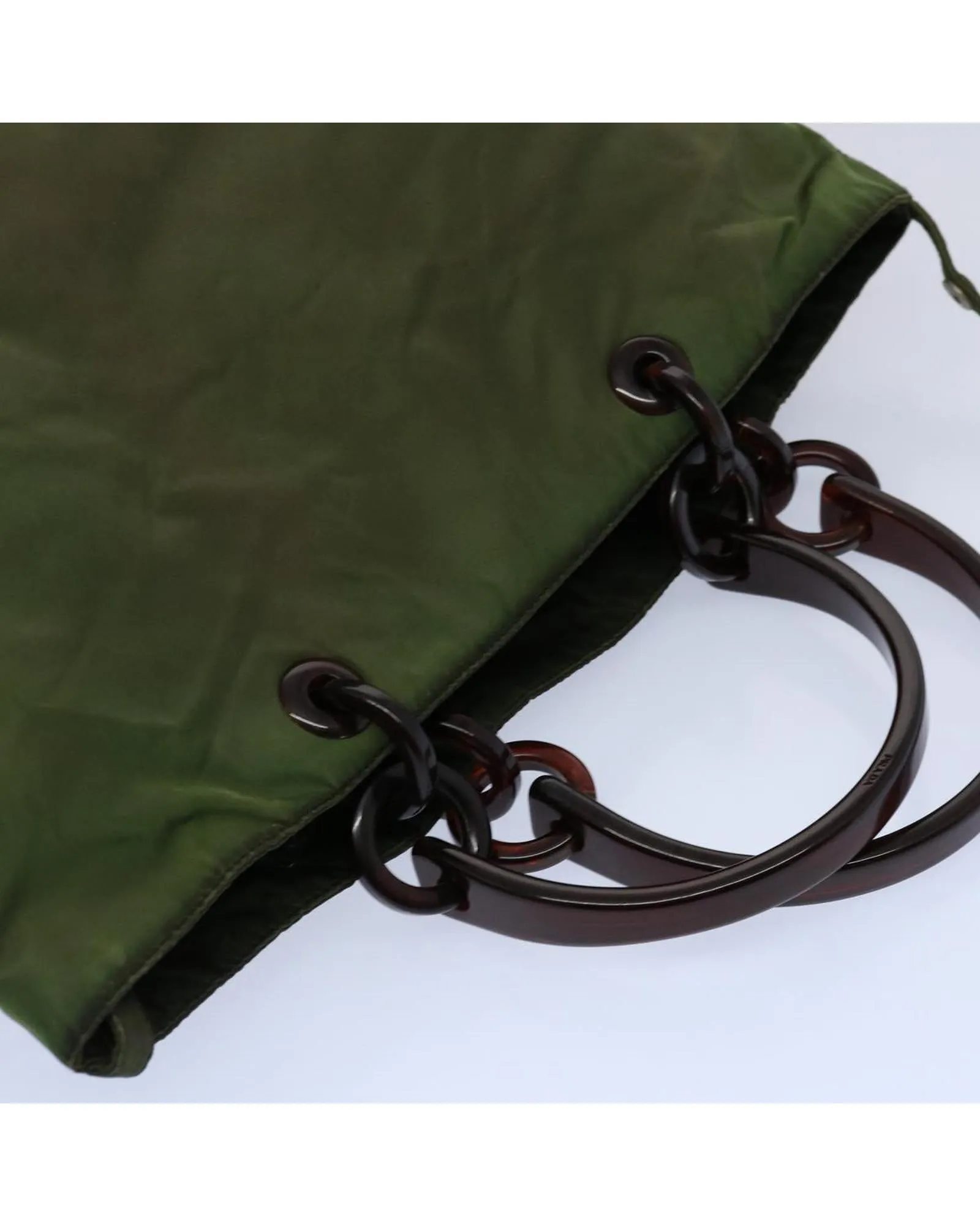 Authentic Khaki Nylon Hand Bag by Italian Designer