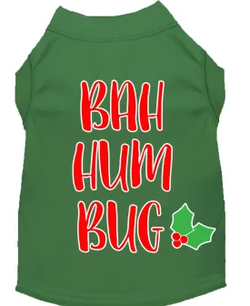 Bah Humbug Screen Print Dog Shirt Green Xs