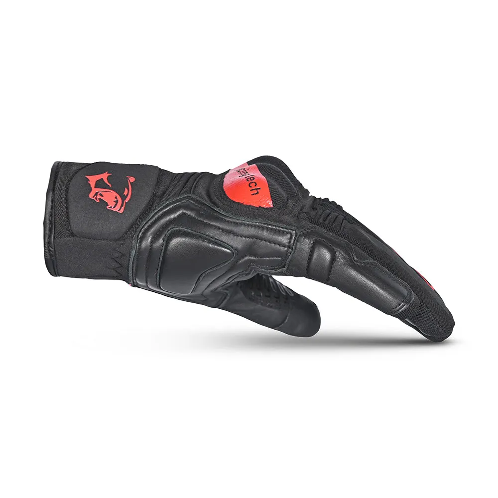 BELA Boom Water Proof Winter Motorcycle Gloves Ladies Black Red