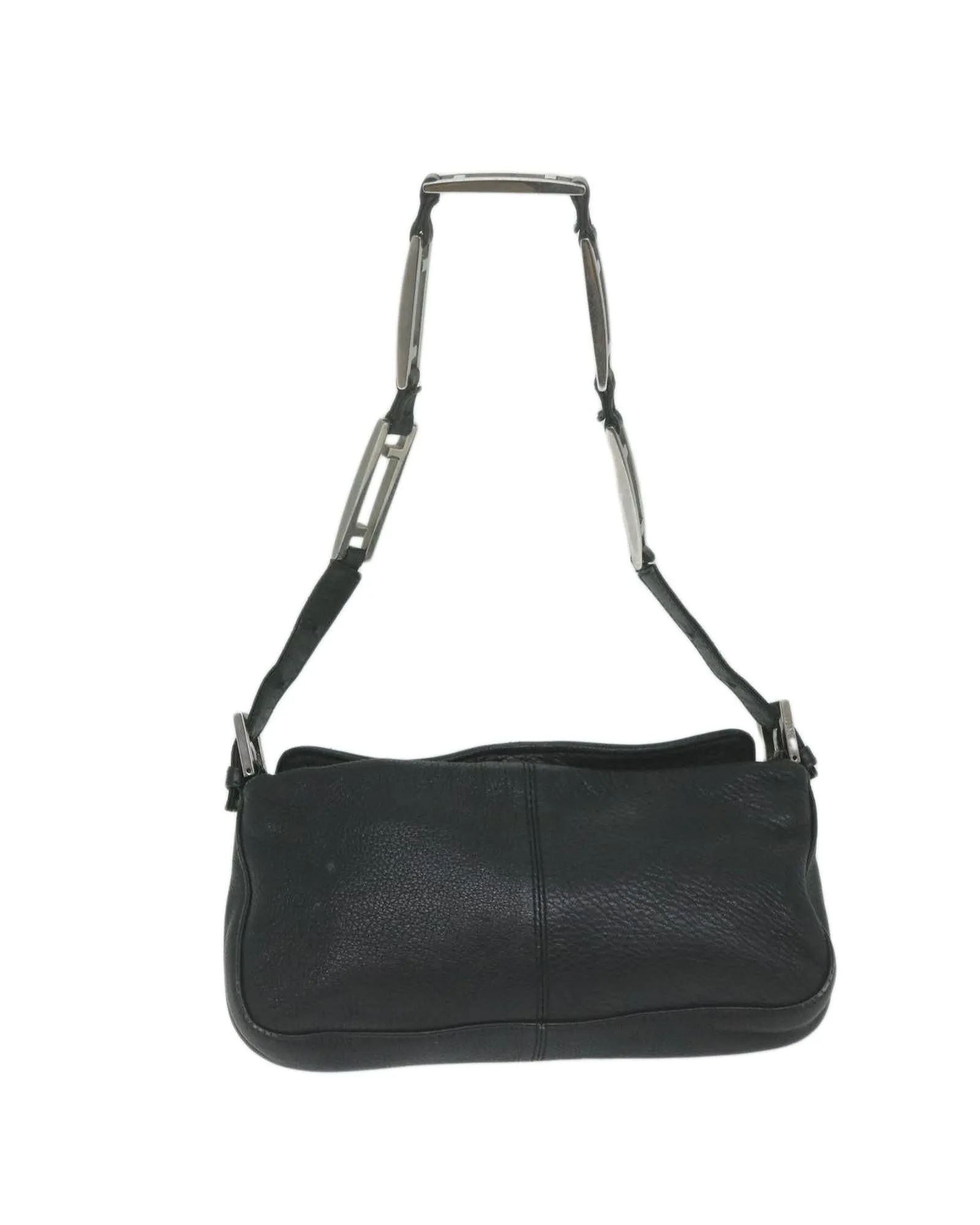 Black Leather Chain Shoulder Bag by Fendi