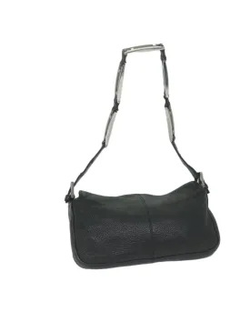 Black Leather Chain Shoulder Bag by Fendi