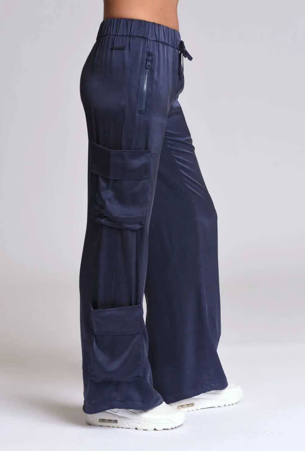 Blanc Noir Silk Wide Leg Pants