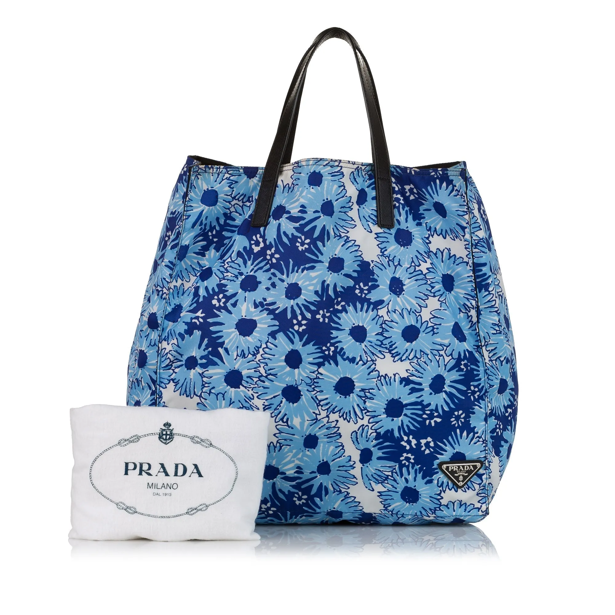 Blue Prada Tessuto Stampato Tote Bag