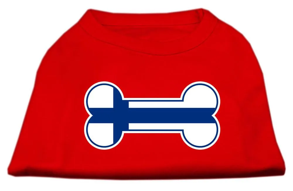 Bone Shaped Finland Flag Screen Print Shirts Red XXL (18)