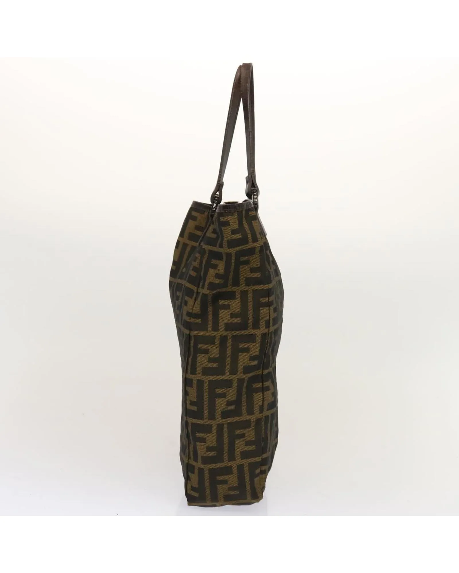 Canvas Brown Hand Bag with Zucca Pattern - Authentic Fendi