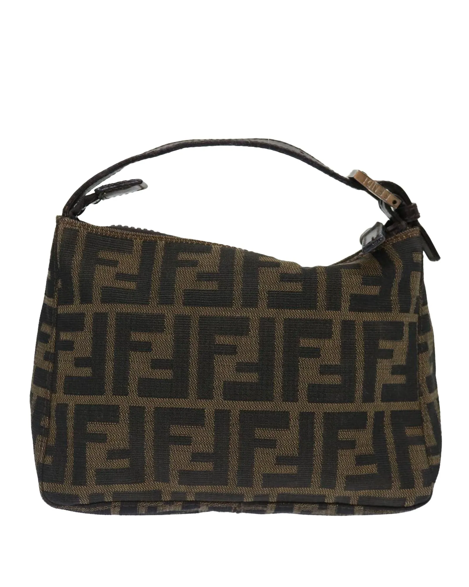 Canvas Brown Hand Bag with Zucca Pattern by Italian Designer