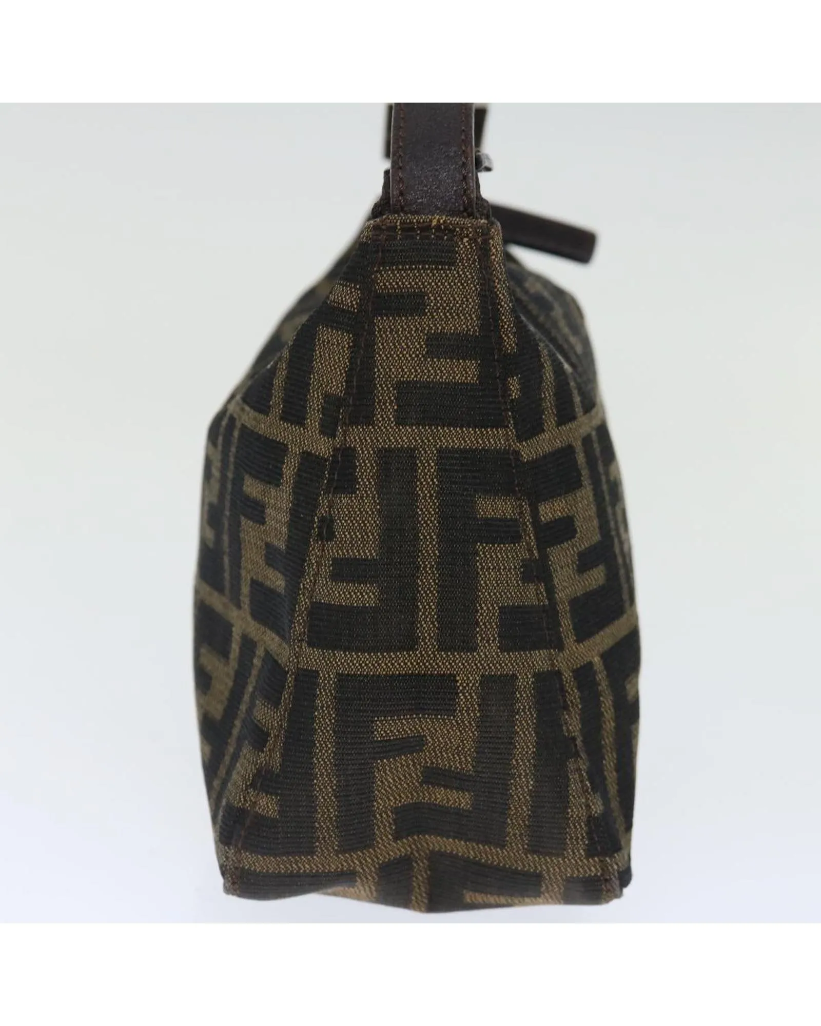 Canvas Brown Hand Bag with Zucca Pattern by Italian Designer