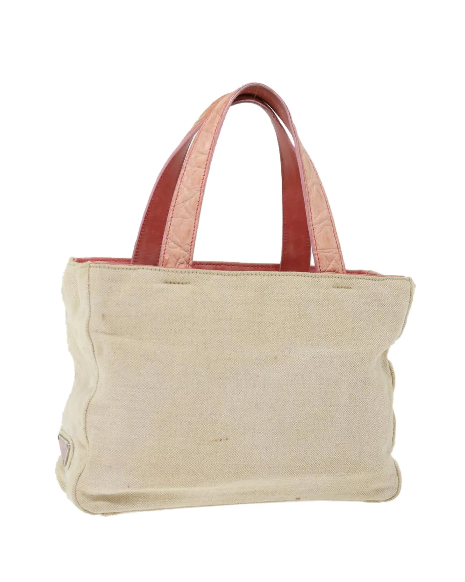 Canvas Hand Bag with Pink Beige Color by Italian Designer