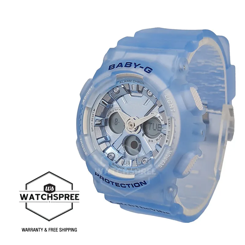 Casio Baby-G BA-130 Series RIEHATA Collection Blue Semi Transparent Resin Band Watch BA130CV-2A BA-130CV-2A