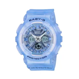 Casio Baby-G BA-130 Series RIEHATA Collection Blue Semi Transparent Resin Band Watch BA130CV-2A BA-130CV-2A