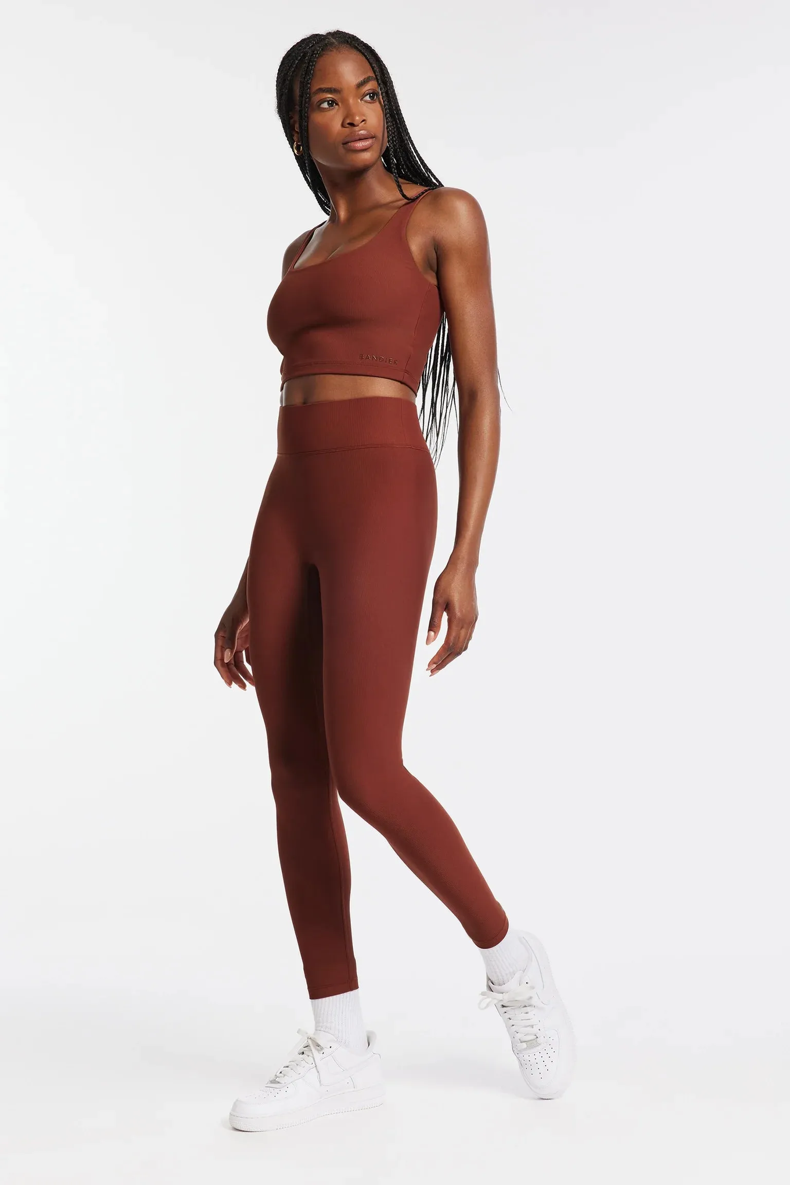 Center Stage Rib Legging in Cherry Mahogany