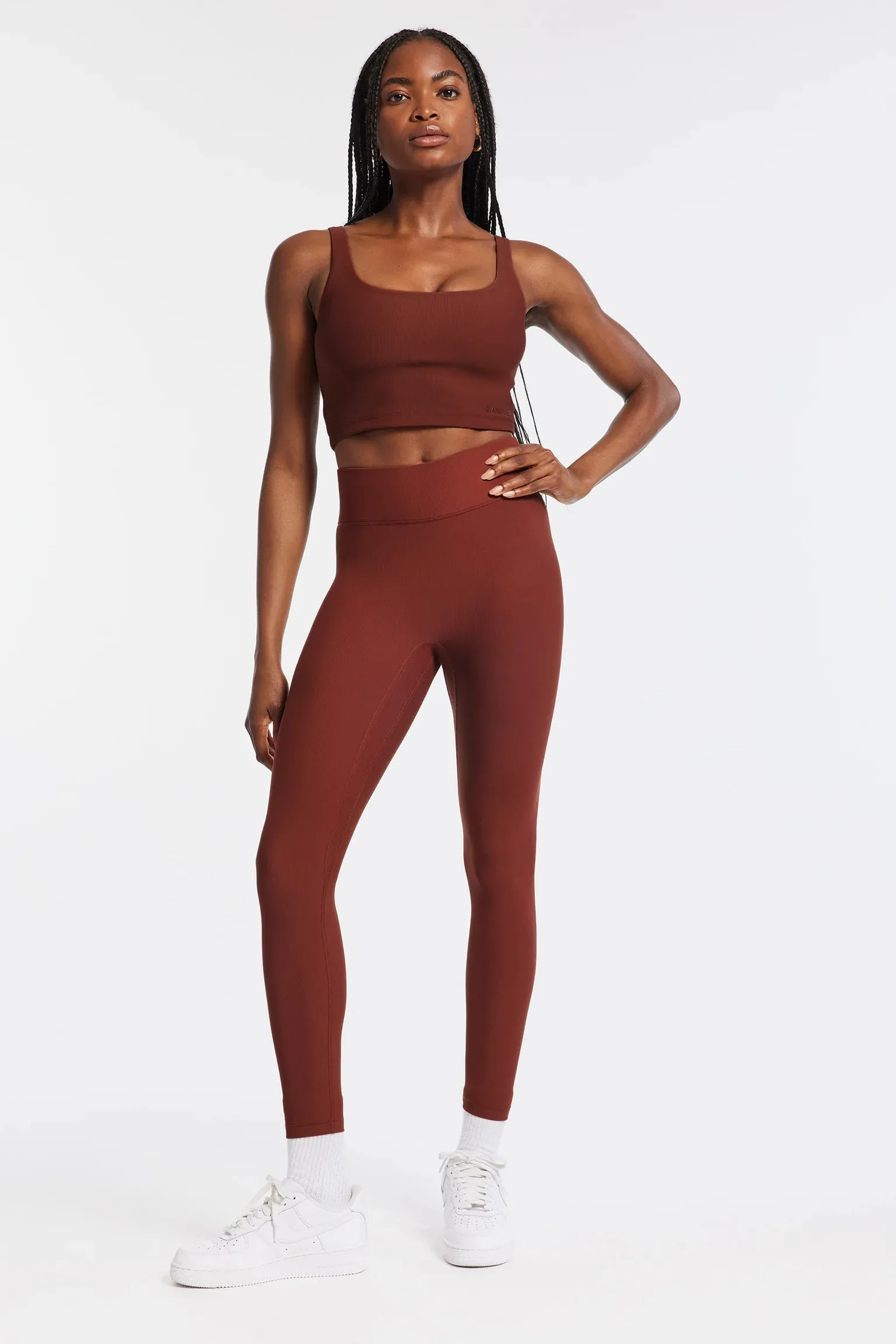 Center Stage Rib Legging in Cherry Mahogany