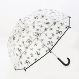 Clear Umbrella with Black Bow Print