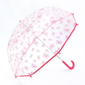 Clear Umbrella with Fuchsia Bow Print