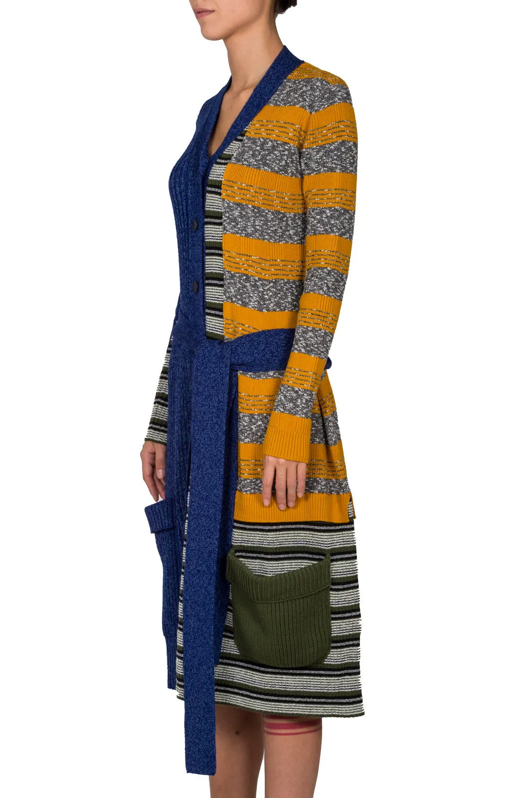 Contrast Striped Long Cardigan