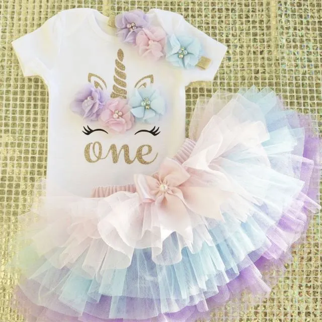 deanwangkt My Little Baby Girl First 1st Birthday Party Dress Cute Pink Tutu Cake Outfits Infant Dresses Baby Girls Baptism Clothes 0-12M