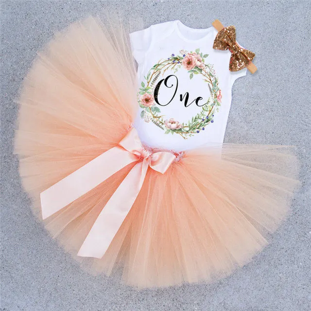 deanwangkt My Little Baby Girl First 1st Birthday Party Dress Cute Pink Tutu Cake Outfits Infant Dresses Baby Girls Baptism Clothes 0-12M