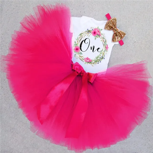 deanwangkt My Little Baby Girl First 1st Birthday Party Dress Cute Pink Tutu Cake Outfits Infant Dresses Baby Girls Baptism Clothes 0-12M