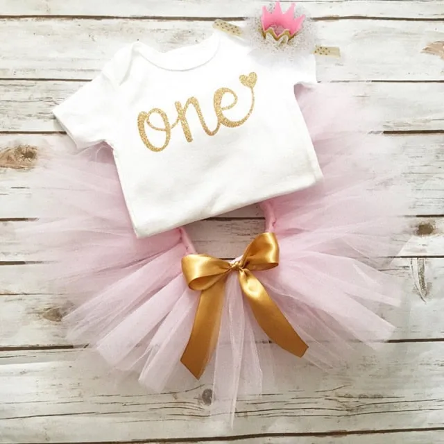 deanwangkt My Little Baby Girl First 1st Birthday Party Dress Cute Pink Tutu Cake Outfits Infant Dresses Baby Girls Baptism Clothes 0-12M