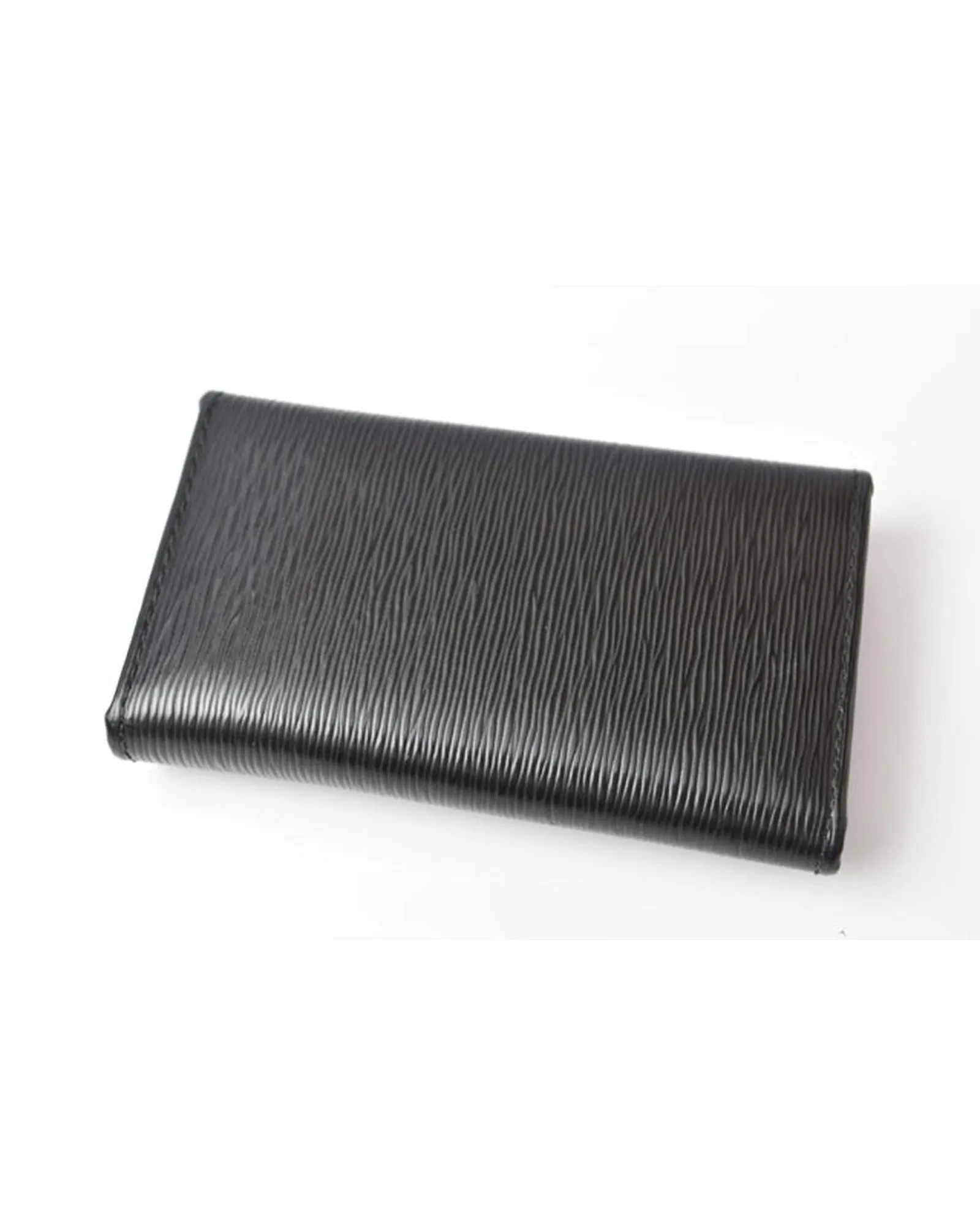 Embossed Leather Key Holder in Black by a Luxury Designer