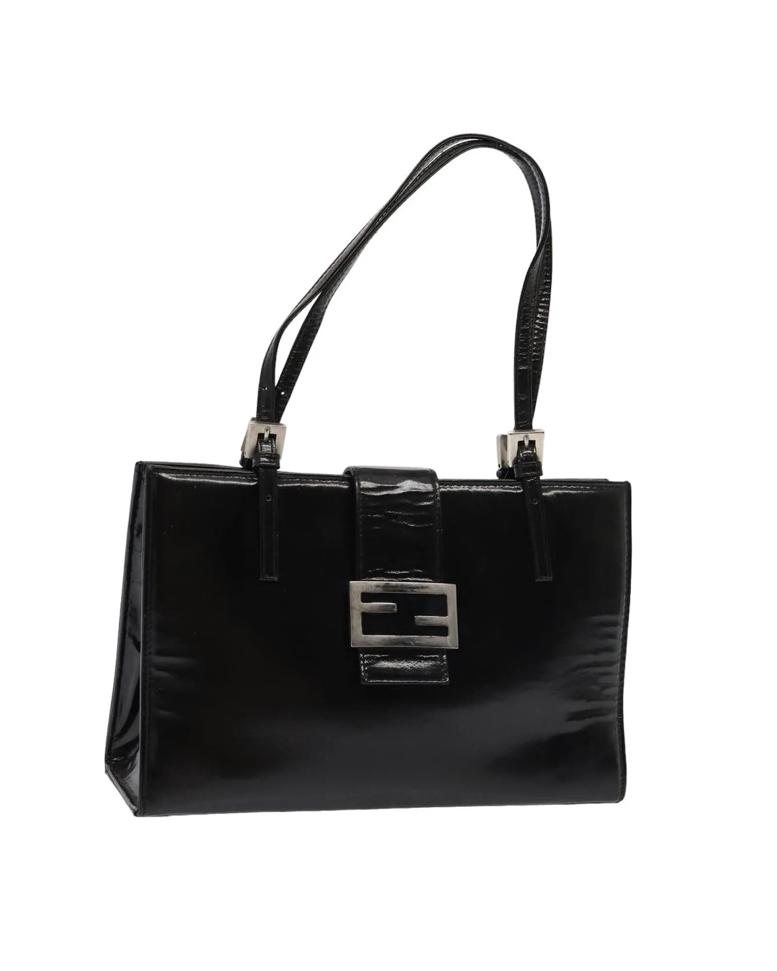 Enamel Black Hand Bag by Fendi