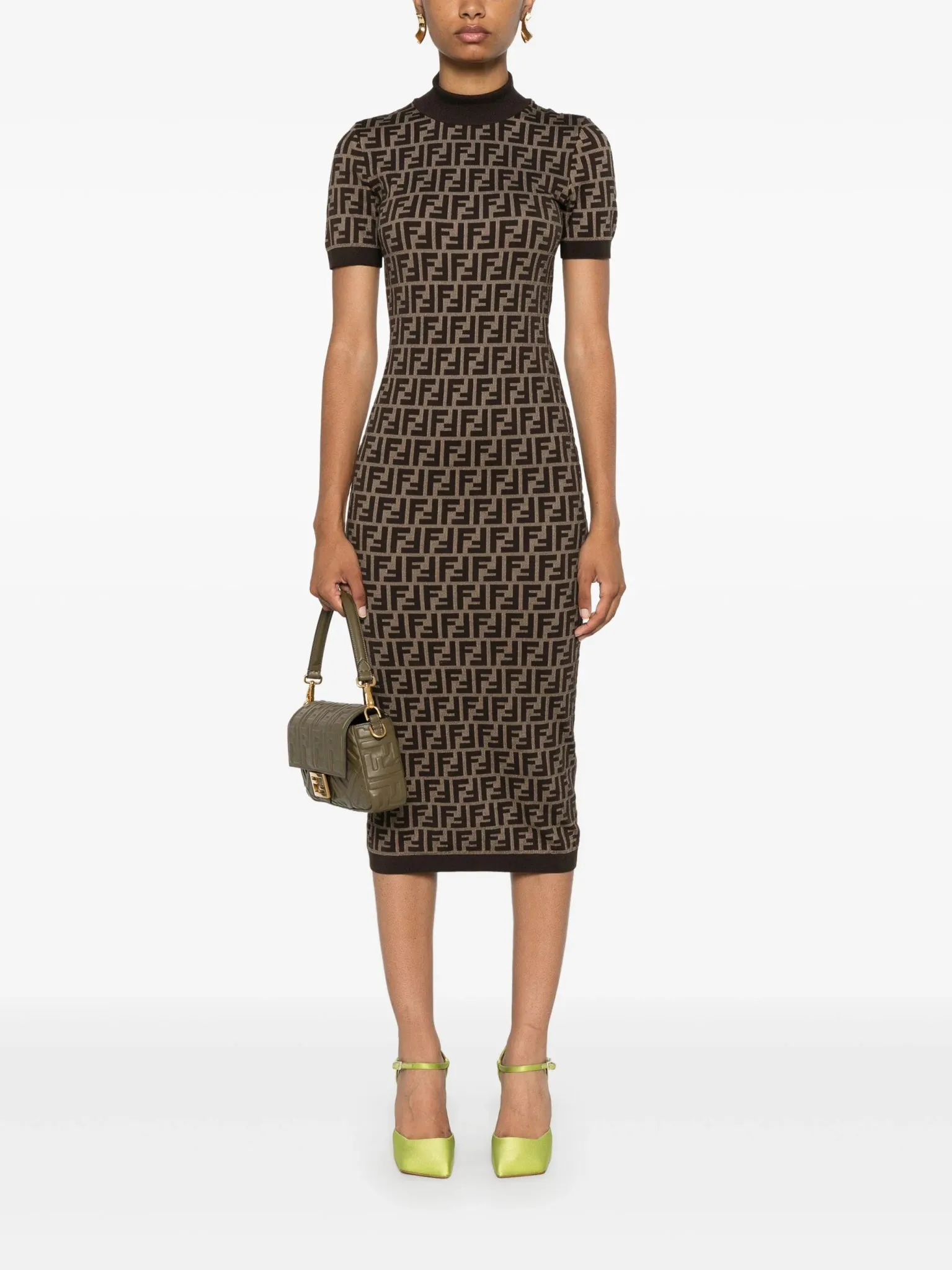 FF-jacquard midi dress