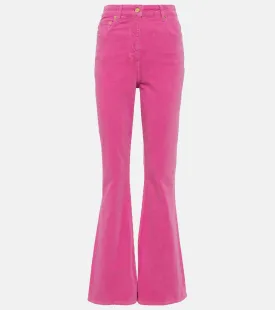 Ganni cotton corduroy flared trousers, pink