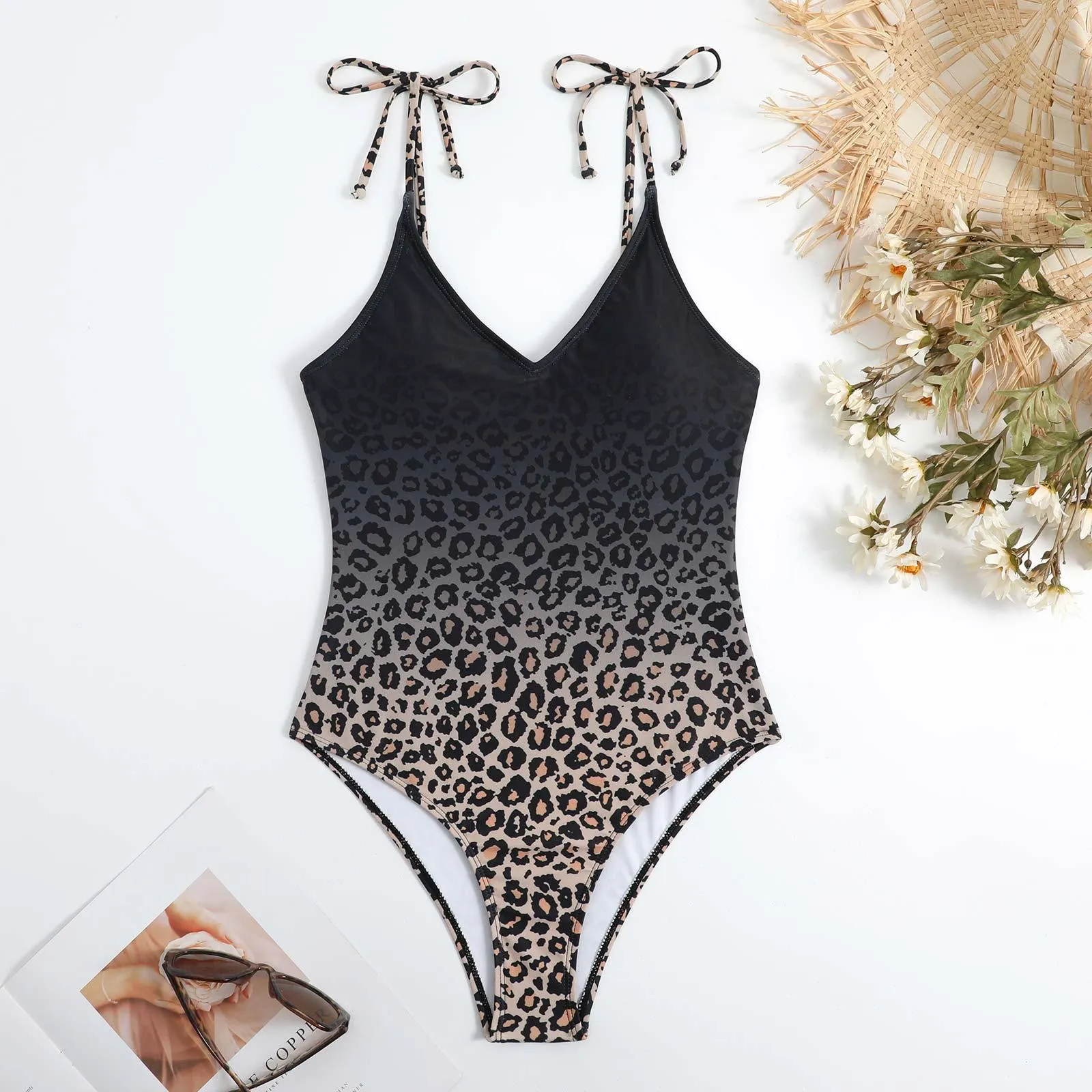 GFIT® Leopard Sexy One-Piece Swimsuit and skirt