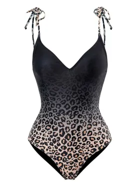 GFIT® Leopard Sexy One-Piece Swimsuit and skirt