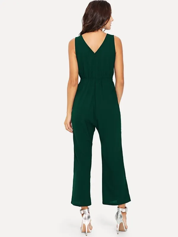 Grommet Detail Front Tie Jumpsuit