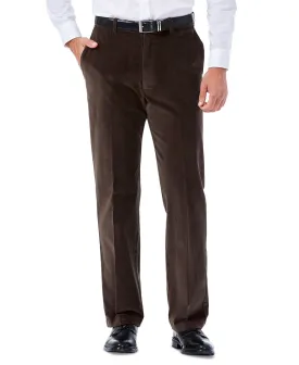 Haggar men's regular fit stretch corduroy trousers, brown