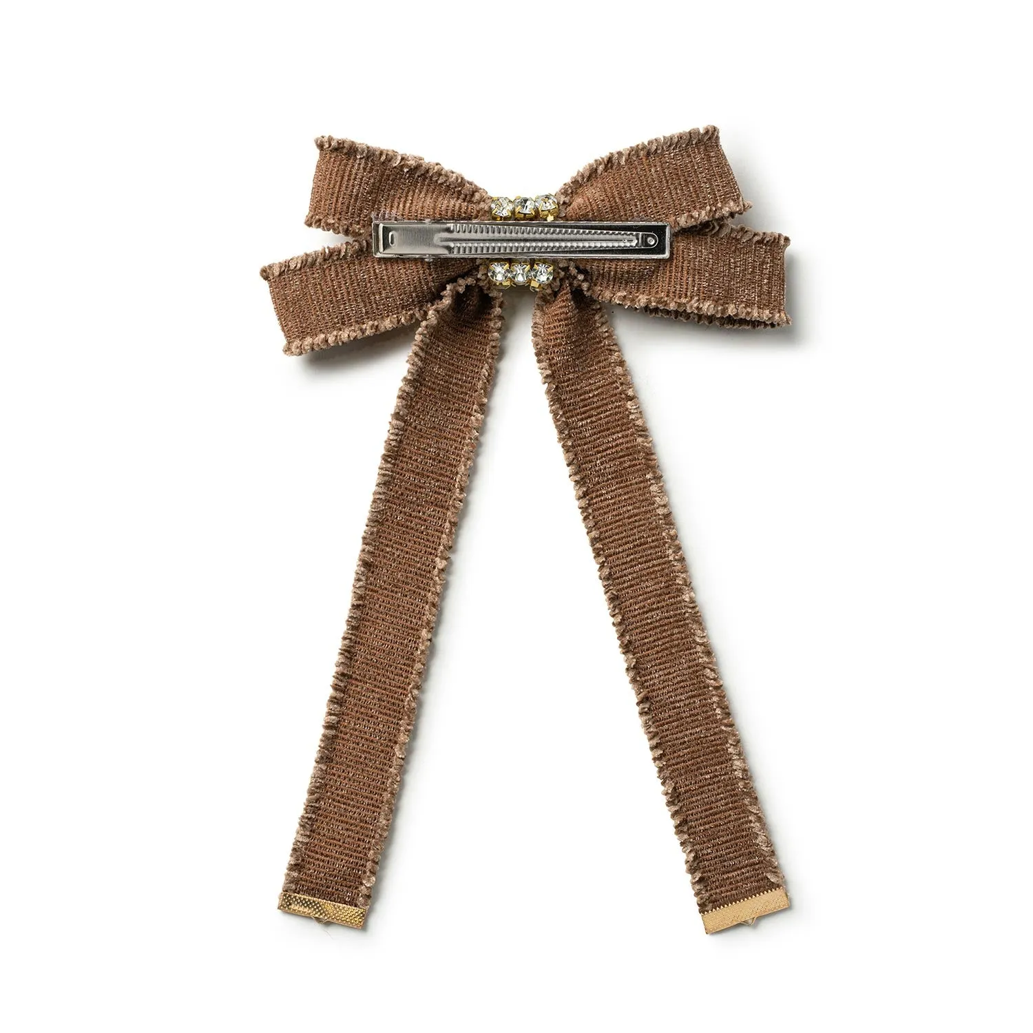 Halo luxe Kate Corduroy Rhinestone Clip - Mocha