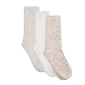 Lemon 3Pk Fur Cozy Crew Socks Pink