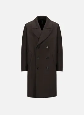 Long peacoat pressed wool - Dark Brown