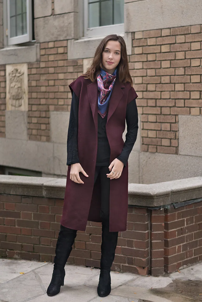 Longline Wool Vest Tawny Port