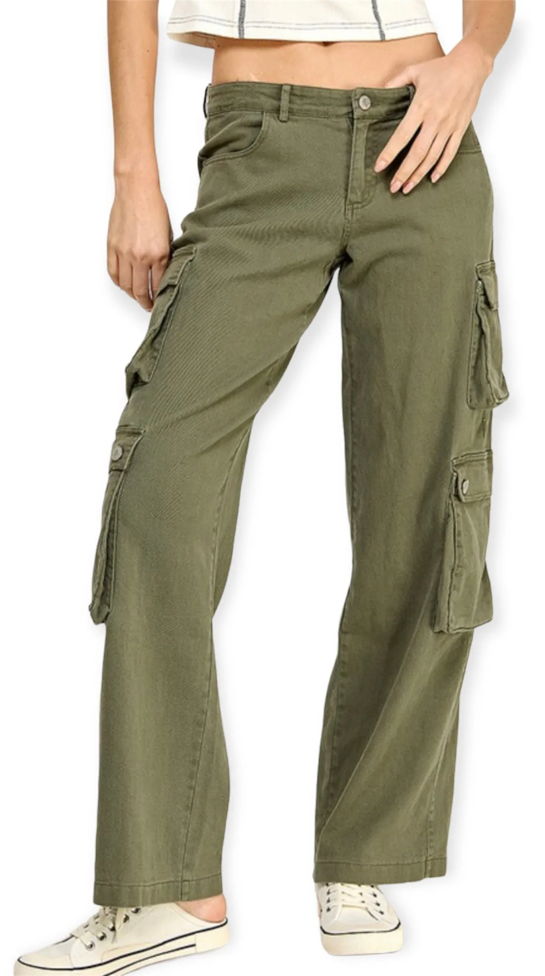 Low Rise Wide Cargo Pants