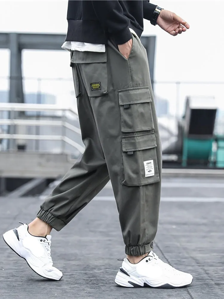 Men'S Drawstring Cotton Cargo Pants