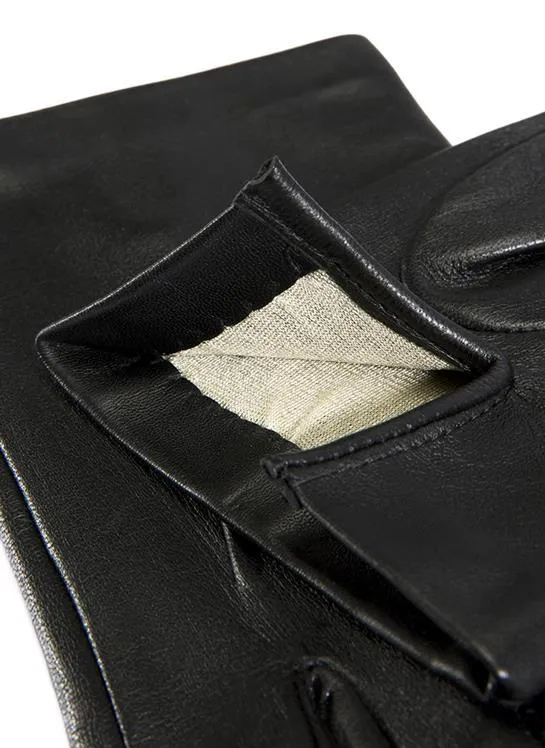 Men's Three-Point Silk-Lined Leather Gloves