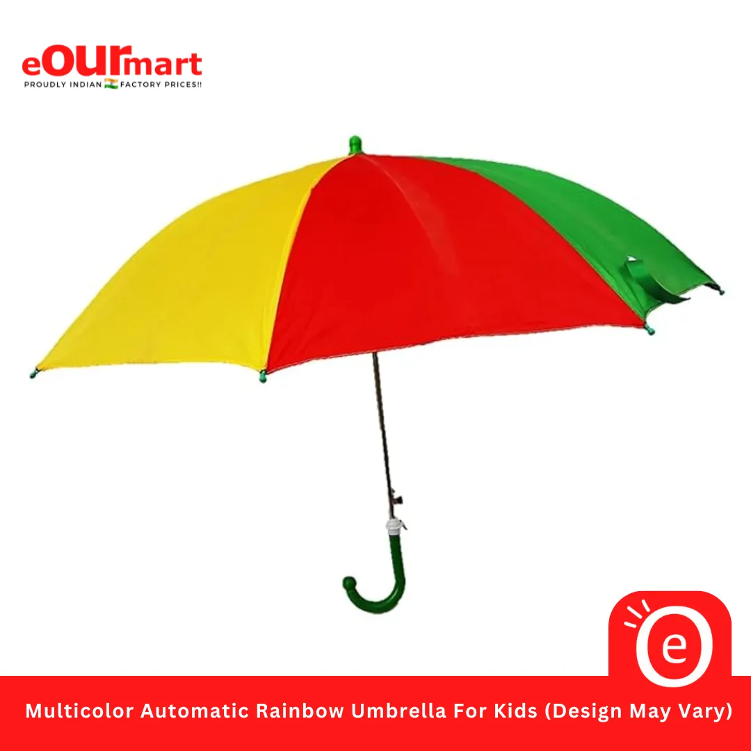 Multicolor Automatic Rainbow Umbrella For Kids, 17 Inch (Design May Vary)